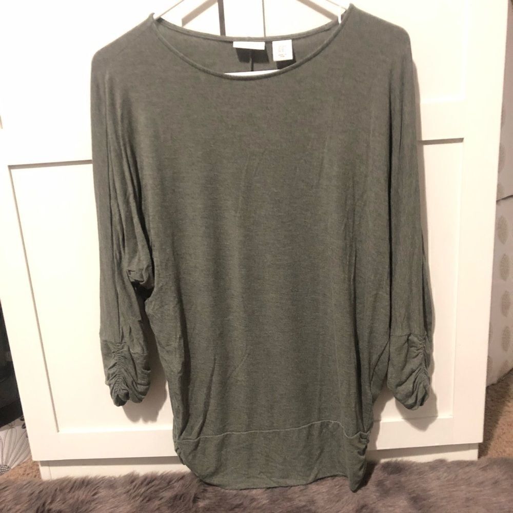 Mercer & Madison women’s size medium olive green/grey top 0055‎